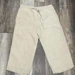 Liz Claiborne Linen Drawstring Capri Pants Beige Size 8 Petite Photo 0