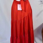Hello Molly NWT  Strapless Tiered Midi Red Dress w/ Back Bow Tie Sz 4🧡 Photo 4