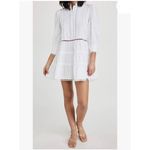 Alice + Olivia Clark Mandarin Collar Gathered Tiered Dress White Mini Size 0 Photo 4