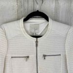 Joie  Zip Front Jacket Medium White Waffle Knit Pockets Cotton Blend Zip Cuffs Photo 2