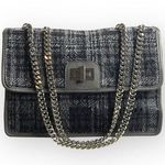 Artisan: new Alma Tonutti ✽ Tweed Turnlock Hardware Flap Bag ✽ Silver Chain ✽ Black Photo 0