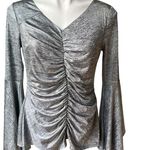 Thalia Sodi Ruched Bell-Sleeve Shimmer Top, Created for Macy's, Sz S Photo 2