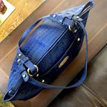 Brahmin  Blue Crocodile Leather Top Zipper Closure Shoulder Bag Photo 3