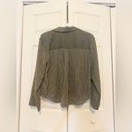 Madewell  Resort Long-Sleeve Shirt Dark Olive Green Striped Size Medium Photo 12