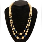 Liz Claiborne Vintage  Pearl and Blue Beaded Necklace Photo 0