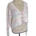 Arizona Jeans Arizona Womens Sweater Cropped Cardigan Button Top Fuzzy Soft Pastel Size Small Photo 1