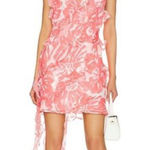 Amanda Uprichard Coral Floral Ruffle Mini Dress S flowy boho fairy Y2K pink Photo 0