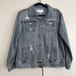 Time and Tru Denim Jacket Distressed Light Wash Women's Size 4 Photo 0