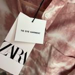 ZARA NWT  Tie Dye Button Down Boho Fringe Hem Mandarin Collar Top | Pink | XS Photo 6