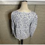 Old Navy  Womens Blue White Floral Print Peasant Blouse Top Size Medium Photo 2