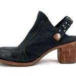 A.S.98 Black Leather Mules Silver Studded Heeled Shoes Boho Cottage EU Size 36 Photo 4