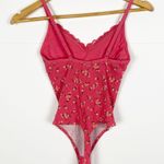 Victoria's Secret PINK Floral Print Lace Trim Cami Bodysuit Size Small Photo 1