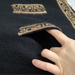 IMPORTED SOUTH AMERICAN MADE IN MEXICO ALPACA KNIT PRINTED PULLOVER HOODIE M Black Size M Photo 7