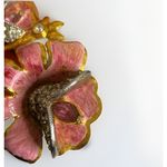 Antique Coro 1930s Flower Enamel Fur Clip Enamel &Colored & Clear Rhinestones Pink Photo 2