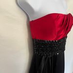 B Darlin B.Darlin Strapless Dress Sz 7/8 Satiny Red Black Beaded Holiday Fairy Grunge Photo 5