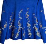 ZARA  Blue‎ Embroidered Faux Suede Top XS Photo 5