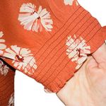 Madewell  Georgette Lucie Floral Smocked Top‎ Square Neck Puff Sleeve Rust Size M Photo 9