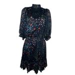 Joie  Shima‎ Floral High Neck Smocked Dress Midnight Navy Blue Floral Size Small Photo 2