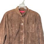 Anne Klein Vintage Y2k Suede Leather Button Up Jacket chocolate Brown XL Photo 3