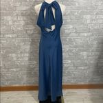 VICI Steel Blue Hollyn Halter Neck Satin Midi Dress Photo 3