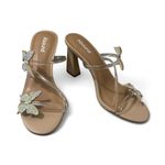 Abound  Size 8.5 Butterfly Kimora Clear Strap Beige Sandal With Rhinestones Heels Photo 3