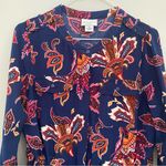 Liz Claiborne  petite Medium navy blue floral dress tie waist button front Photo 1