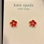 Kate Spade - ‘First Bloom’ Red Floral Studs W/ Gold-Plating & Crystals Photo 4
