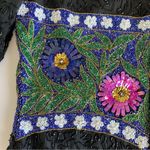 Vintage Night Vogue Silk Floral Sequin & Beaded Embellished Long Sleeve Dress L Black Size L Photo 14