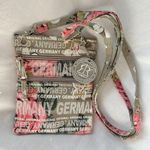 Robin Ruth  Germany Crossbody Purse Canvas Floral Bag Gray Pink White Photo 0