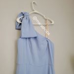 Gal Meets Glam  Blue Yvonne bow One-Shoulder Dress Photo 3