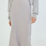 Aritzia  Wilfred Bellow Dress 12 Ruched Bodice Midi Bias Cut Gray Smocked Back Photo 0