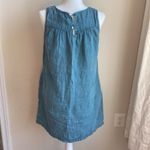 Cynthia Rowley  100% Linen Sleeveless Shift Dress Blue 2 Button Back With Pockets Photo 4