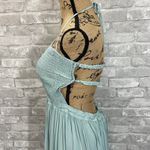 R.Vivimos Sage Green Summer Cotton Backless Maxi Dresses Photo 3