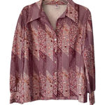 Miss Mickey Vintage Sportswear 60s 70s Butterfly Collar Dust Mauve Pink Shirt Size XL Photo 0