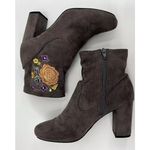 Y2K Carlos Santana Reva Floral Embroidered Ankle Boots Womens size 11M Gray Photo 2