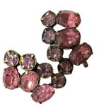 Pink rhinestone brass clip on earrings Photo 3