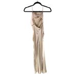Amanda Uprichard Georgina Silk Satin Dress Ruched Low Back Midi Bone Beige S Photo 4