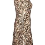 Michael Kors MICHAEL Animal Print Knit Dress Brown Tan Cream Size XSmall Photo 3