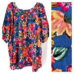 Christopher & Banks CJ‎ Banks Womens Top Tropical Floral Tropicana Blouse XL Short sleeve textured Photo 1