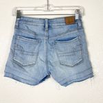 American Eagle  Light Wash Distressed Hi Rise Shortie Jean Shorts Photo 1