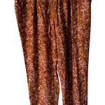Garnet Hill Garnet‎ Hill Floral Print Pull On Pants Wide Tencel Linen Blend Rust Orange Fall Photo 0
