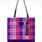 Patricia Nash Purple Fuchsia Ribbons & Raffia Toscano Tote with Tassels NWT org. Photo 0