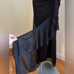 Windsor  Black & Tan Maxi Floral Lace Sheer Draped Split On Side Dress Sz… Photo 4