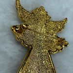 Angel Pin Brooch Jewelry Religious Christmas Easter Faith Enamel on Gold Color Photo 2