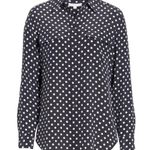 Equipment  Femme Silk Navy and White Polka Dot Shirt Photo 1