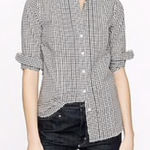 J.Crew Thomas Mason Shirt Womens 2 Black White Gingham Tuxedo Check Button Up Photo 0