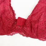 Free People Intimately Deep V Plunge Lace Underwire Bra: Crimson Red Burgundy Photo 3