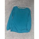 Lilly Pulitzer Violet Tunic Top in Deep Cyan Blue Size XS Gold Beaded Long Sleev Photo 6