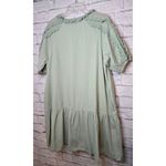 &merci &Merci green cotton boho gauze peasant puff sleeve lace dress medium. Photo 4