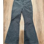 American Eagle Corduroy Pants Womens 10 Gray Exposed Buttonfly Flare Leg Photo 0